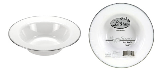 Magnificence - 5 oz. Pearl Bowl - Silver Edge - 10-Packs - Lillian