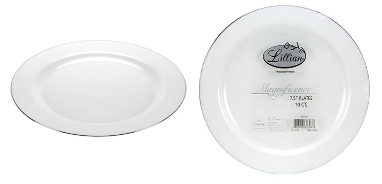 Magnificence - 7.5" Pearl Plate - Silver Edge - 10-Packs - Lillian