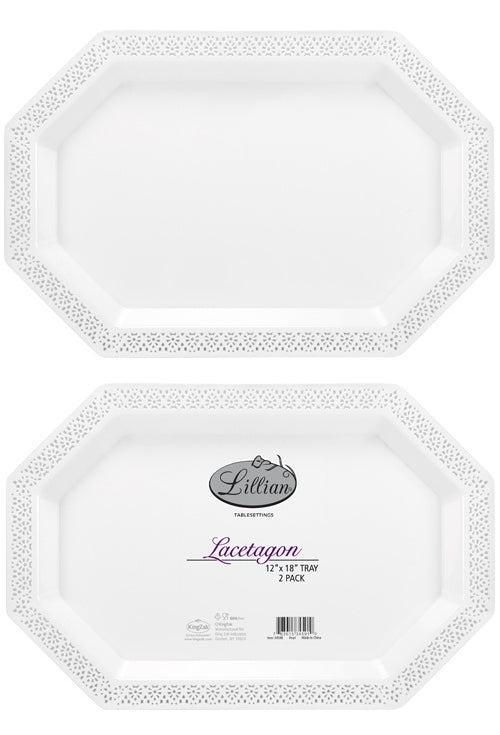 Lacetagon - 12"X18" Tray - 2-Packs - Pearl - Lillian