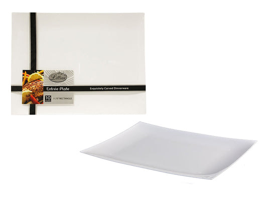 Rectangular Pearl Plastic Entree Plates - 10-Packs