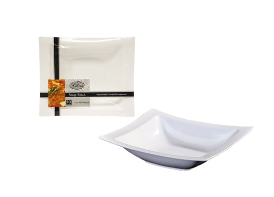 Rectangular Pearl Plastic Soup Bowls by Lillian - 12oz - 10-Packs