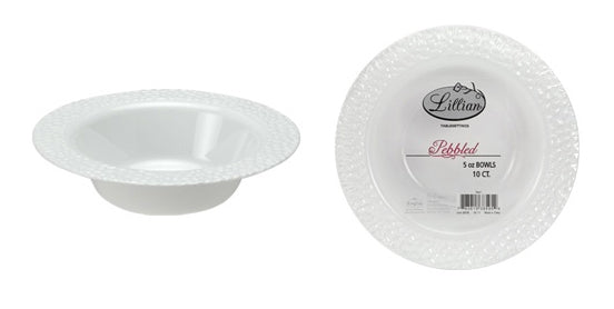 Pebbled - 5 oz. Plastic Bowl - Pearl - 10-Packs - Lillian