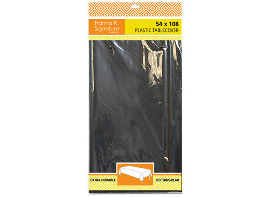 Black Full Size Plastic Tablecloths by Hanna K. Signature - 54'' x 108''