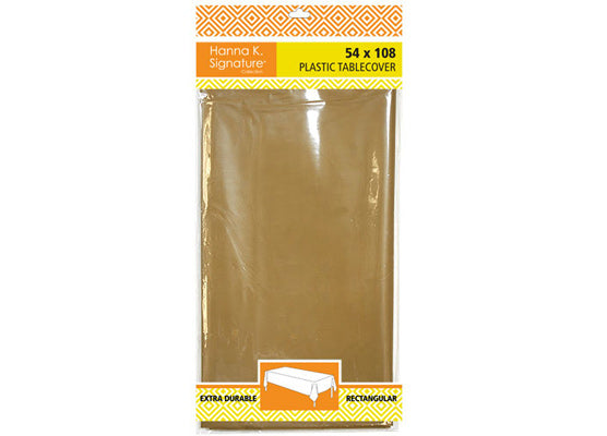 Gold Full Size Plastic Tablecloths by Hanna K. Signature - 54'' x 108''