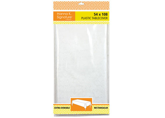 White Lace Full Size Plastic Tablecloths by Hanna K. Signature - 54'' x 108''