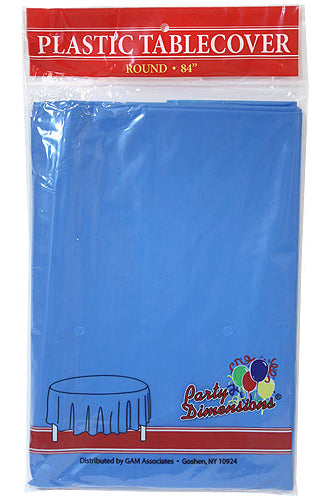 84" Medium Blue Round Plastic Tablecloth 36-Packs - Party Dimensions