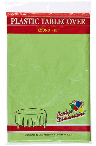84" Lime Green Round Plastic Tablecloth 36-Packs - Party Dimensions