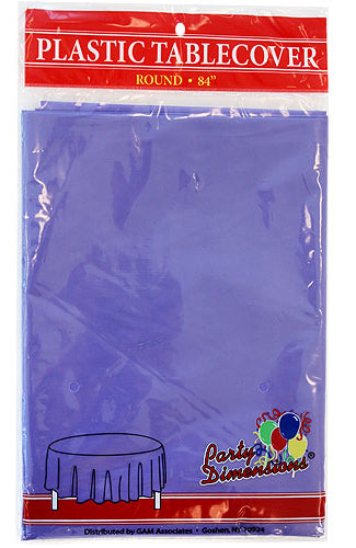 84" Purple Round Plastic Tablecloth 36-Packs - Party Dimensions
