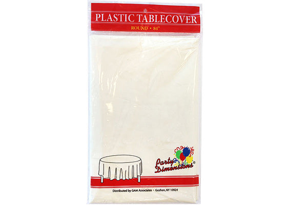 Ivory Round Plastic Tablecloths by Party Dimensions - 84''