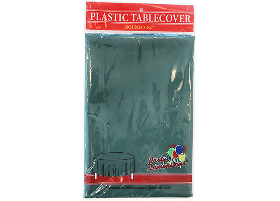 Hunter Green Round Plastic Tablecloths by Party Dimensions - 84''