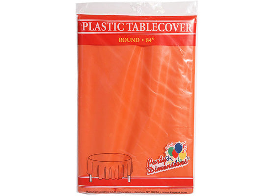Orange Round Plastic Tablecloths by Party Dimensions - 84''