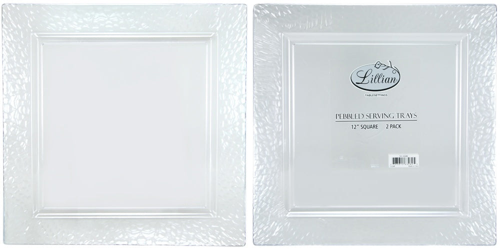Pebble Tray - 12" Clear Plastic Tray - 2-Packs - Lillian