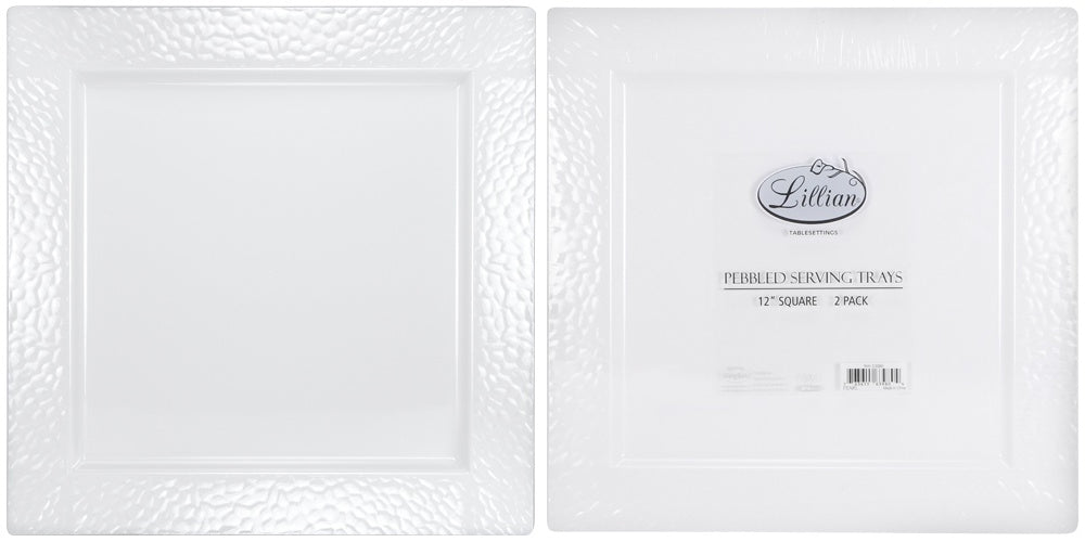 Pebble Tray - 12" Pearl Plastic Tray - 2-Packs - Lillian