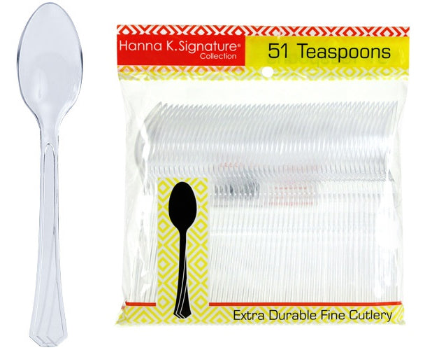 Clear Heavyweight Plastic Teaspoon 51-Packs - Hanna K. Signature