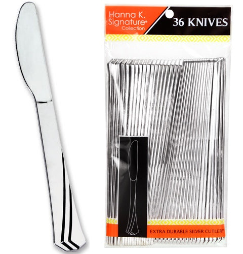 Polished Silver Plastic Knifes 36-Packs - Hanna K. Signature