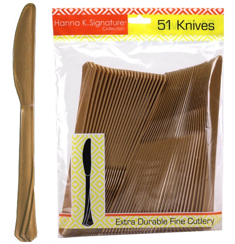 Gold Heavyweight Plastic Knife 51-Packs - Hanna K. Signature