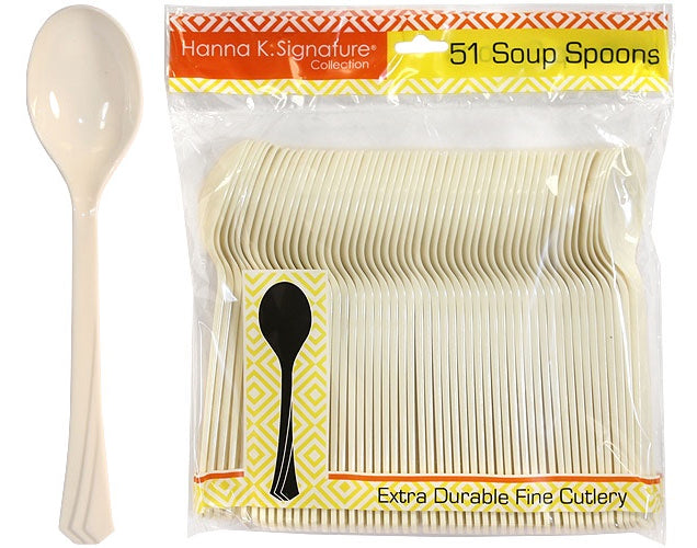 Ivory Heavyweight Plastic Soupspoon 51-Packs - Hanna K. Signature