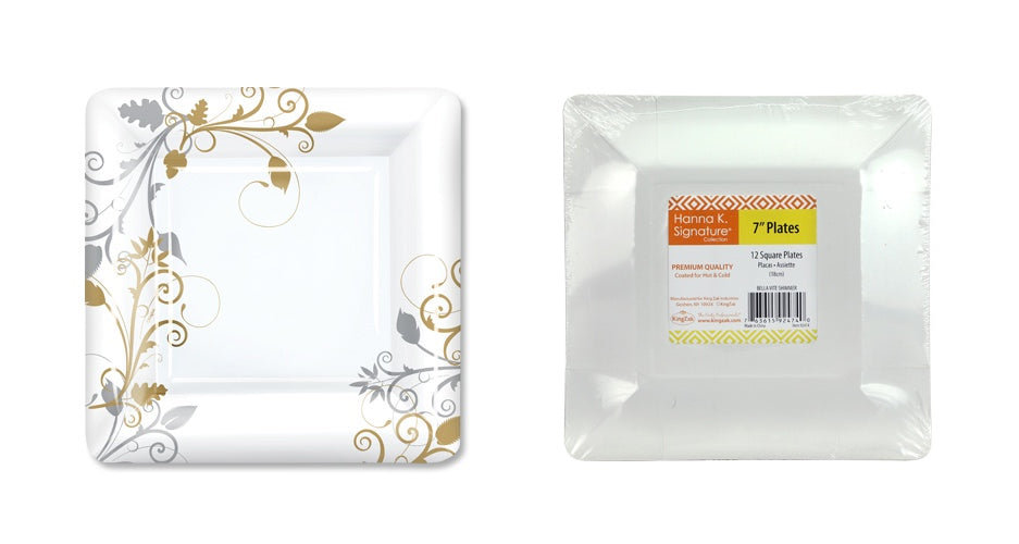 Bella Vite Shimmer - 7" Square Plates, 12-Packs - Hanna K. Signature