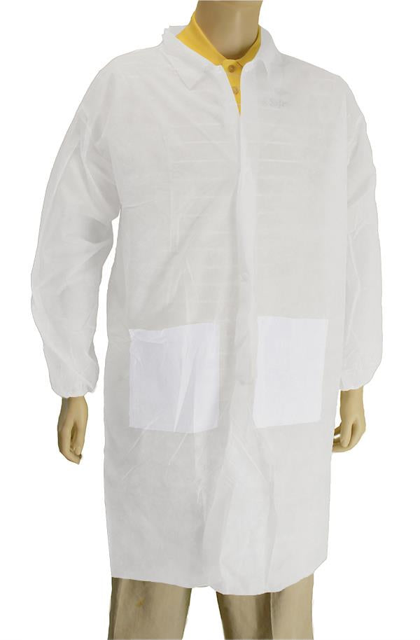 SMS Disposable Lab Coats w/ Pockets - Size: Large