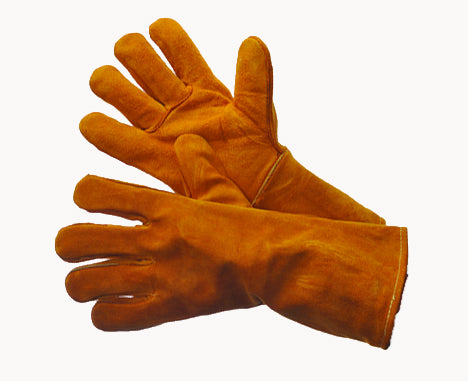 Sock Lined Brown Leather Welding Gloves - Size: Large