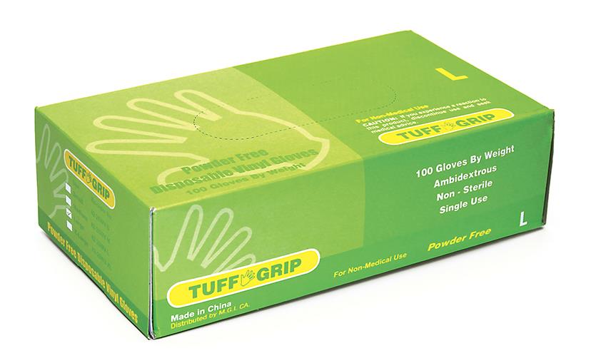 Powder Free Disposable Vinyl Gloves - Tuff Grip - Size: 2XL