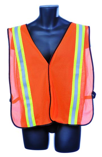 Mesh Safety Vests w/ Two-Tone Reflector Strips - General Purpose - Orange - One Size Fits Most