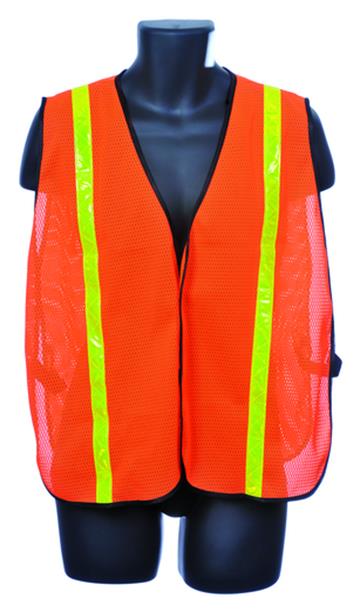 Mesh Safety Vests w/ Reflector Strips - General Purpose - Orange - One Size Fits Most