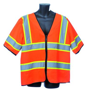 Short Sleeve Solid Safety Vests - ANSI Class III Rating - Orange - Size XL