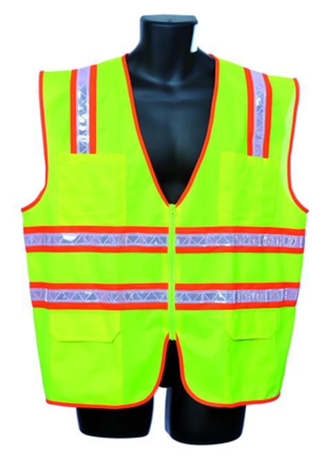 Surveyor Safety Vests w/ Zipper Closure - ANSI Class III Rating - Green - Size 3XL