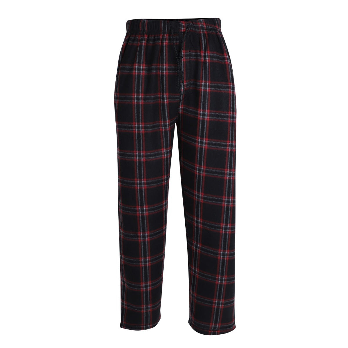 Men's Plaid Flannel Pajama Pants - Black w/ Red Accent - Sizes Small-2XL