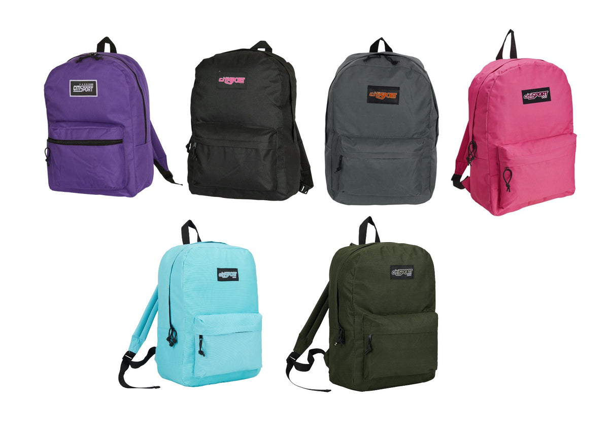 17" Colorblock Backpacks w/ Side Water Bottle Pockets - Assorted Prints