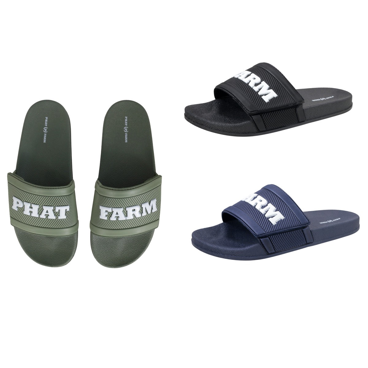 Men's Barbados Slide Sandals w/ Embroidered Ribbed Straps - Choose Your Color(s)