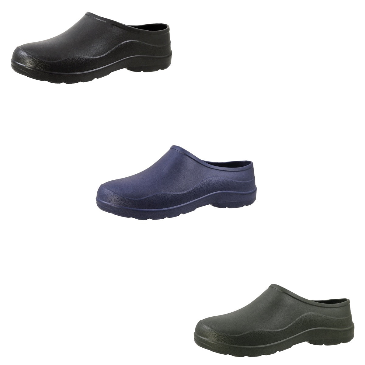 Men's Slip-On Mule Clogs w/ Embroidered Wave Trim & Soft Footbed - Choose Your Color(s)