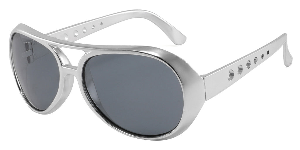 Elvis Memphis King Party Sunglasses - Silver w/ Smoke Lenses