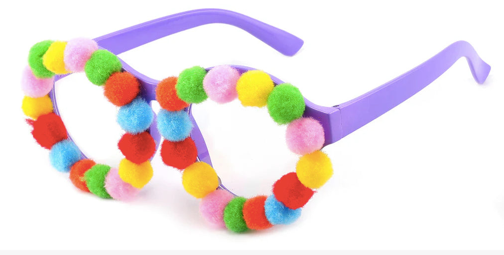 Novelty Party Glasses w/ Embroidered Faux Fur Balls