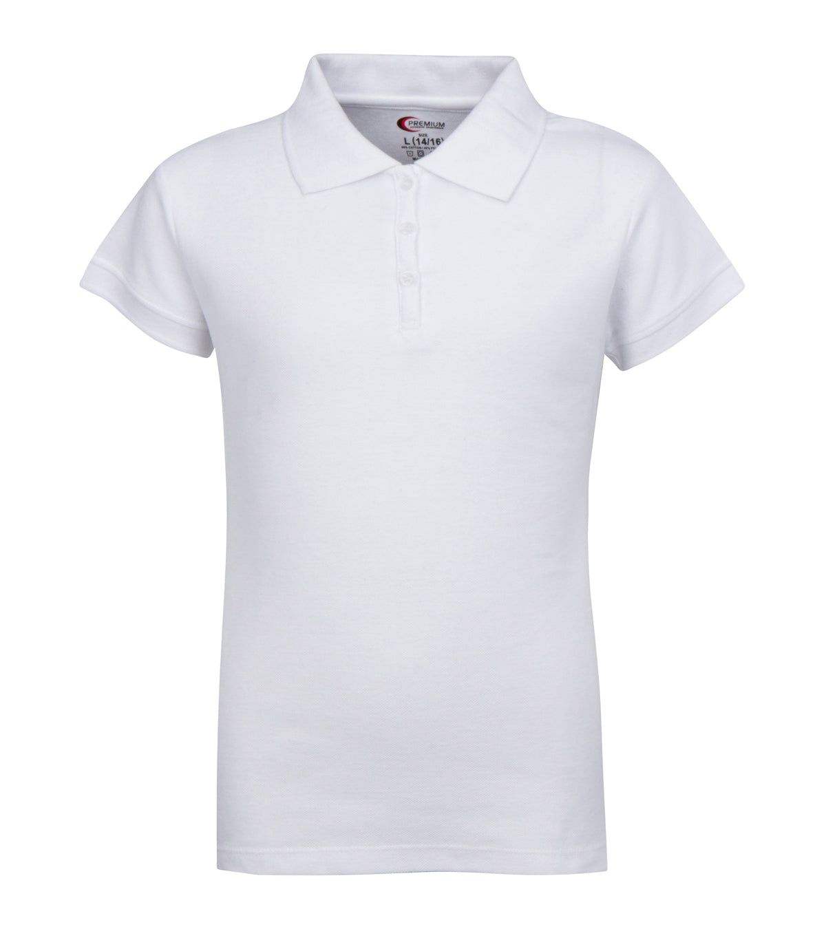 Girl's School Uniform Short Sleeve Polo Shirts - White - Small