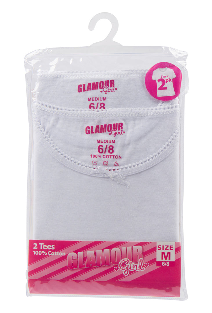 Girls White T-Shirts - 2-Packs