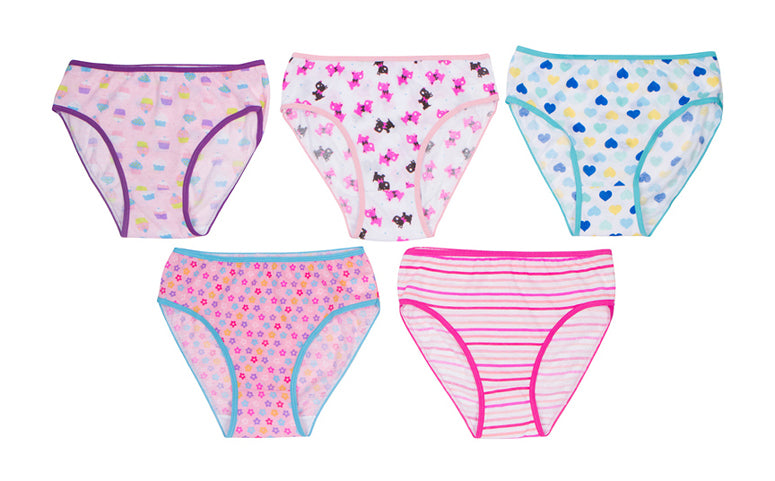 Girl's Printed Panties - 5-Packs