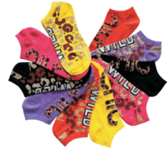 Women's Plus Size No Show Novelty Socks - Wild Leopard & Cheetah Print - 10-Pair Packs - Size 10-13
