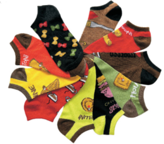 Women's Plus Size No Show Novelty Socks - Bow-Tie & Food Print - 10-Pair Packs - Size 10-13