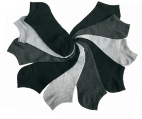 Women's Plus Size No Show Novelty Socks - Grey, Dark Grey, & Black - 10-Pair Packs - Size 10-13