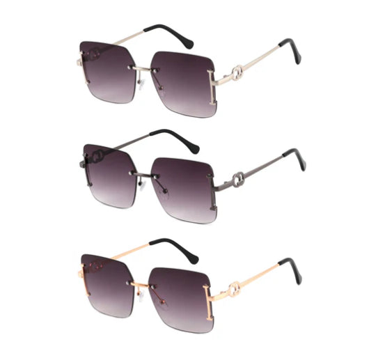 Men & Women's Square Frame Sunglasses w/ UV Protection - Grey, Silver, & Gold Frames