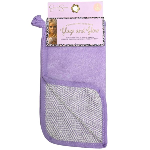 Jessica Simpson Set of 3 Dual Sided Washcloths in Purple