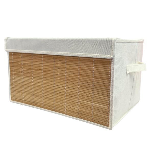 Foldable Bamboo Storage Box with Handles and Lid
