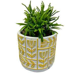 Faux Floral Plant Assortment with Pebbles Cement Decorative Planter