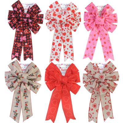 Bow Deluxe Valentine Wreath 9 X 11 Wired 7 Loop 6 Ast Val Tcd