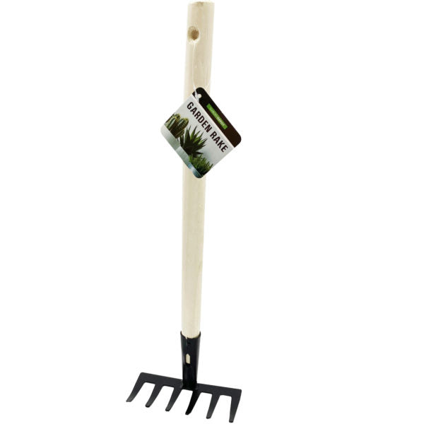 15.5" Hand Garden Rake with Wood Handle