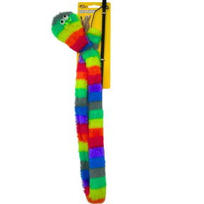 Rainbow Worm Cat Teaser Wand Toy