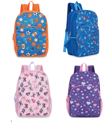 16'' Boy's & Girl's Printed Backpacks - Assorted Designs