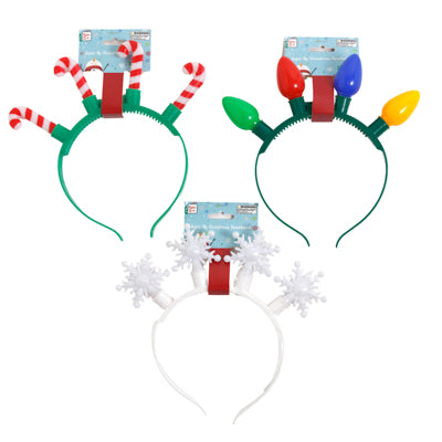 Headband Christmas 3 Function Light-up 3ast Bulb/candy/snowflake Ea/hdr